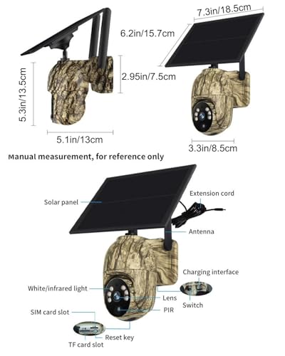 Wireless Solar Security Camera, 360° WiFi Camouflage Real-time Preview Cellular Camera, Outdoor Waterproof Trail Surveillance for Trai App, Motion Detection, Night Vision (Millimeters, 20, QM6-WiFi)