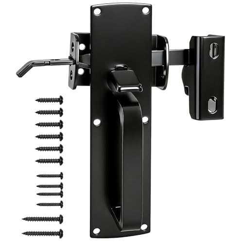 WRINGKIT Heavy Duty Thumb Latch, Self Locking Gate Latch for Wooden Fence, Double-Sided Fence Latch Hardware Kit with 9" Handle, Door Lock Latch for Vinyl Fences, Outdoor Gate, Farm, Garden