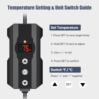 5.5" Deep Dome Reptile Heat Lamp Fixture with Clamp, PID Digital Thermostat Controller Kit, E26 Ceramic Socket UVA UVB Basking Bulb Holder for Terrariums, Bearded Dragons and Turtles - size: 1 Pack 5.5 Inch + Controller