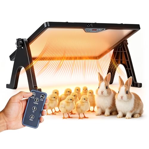 Chicken Coop Heater, 200W Chick Warmer, Brooder Heating Plate | with Remote Control, Double Side Heating, 360° Adjustable, Timing Function, Temperature Adjustable, LED Screen