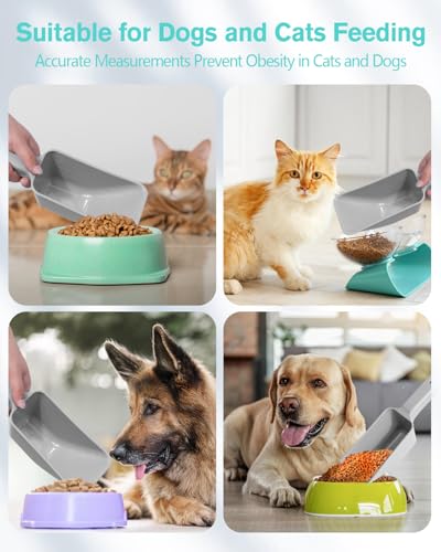 2 Cup Dog Food Scoop(2 Pack), Plastic Pet Food Scoop with Measuring Lines for Accurate Pet Food Portions,Dishwasher Safe (Blue and Grey) - color: Blue and Grey