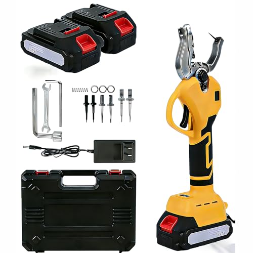 Cordless Ear Tag Applicator with Counter, Electric Ear Tag Applicator with 2 Batteries, Automatic Animal Tagger for Cattle Pigs Sheep, Heavy Duty Farm Husbandry Equipment Yellow