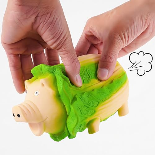 3-Pack Squeaky Vegetable - Shaped Pig Dog Toys with Grunts & Oinks,Durable Rubber Puppy Chew Toys with Interactive Latex Design - color: Vegetable