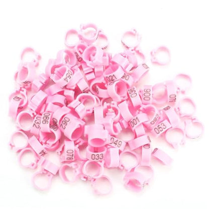 100PCS 8MM 001-100 Numbered Chicken Leg Bands, Clip on Leg Rings, Pigeon Identify Rings for Flock Management (Pink) - color: Pink