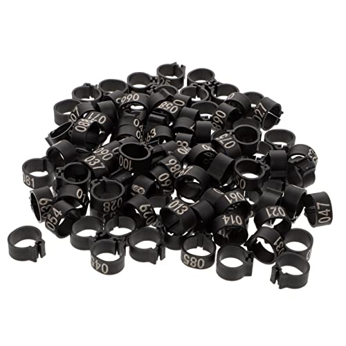 UPKOCH 100pcs Pigeon Leg Identification Rings Durable Plastic Foot Bands for Pigeons Ducks and Chickens Easy Design for Bird Management and Breeding - color: Black