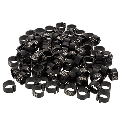 UPKOCH 100pcs Pigeon Leg Identification Rings Durable Plastic Foot Bands for Pigeons Ducks and Chickens Easy Design for Bird Management and Breeding - color: Black
