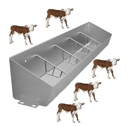Poultry Trough Feeder for Cattle/Goat/Pig 4 to 6 7-Compartment Livestock Feeding Trough Heavy Duty Stainless Steel Sheep Pens/Swine Farms/Horse Stables Feed Slots - size: 4.9 ft Long/5 Bits