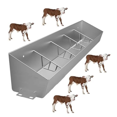 Stainless Steel Livestock Trough - 150cm Durable Feed Container for Farm Animals, Versatile Hanging & Ground Mount, Easy to Clean, Efficient Feeding Solution - size: 150cm Long/5 Bits