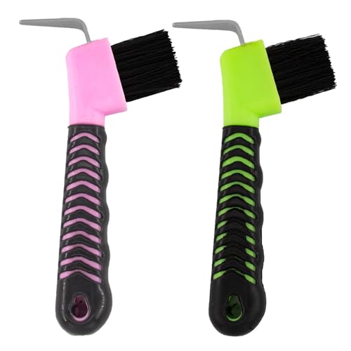 Stiff Bristled Horse Hoof Pick Brush with Soft Rubber Handle, Portable (2PCS, Random Color) - color: Random Color 2PCS
