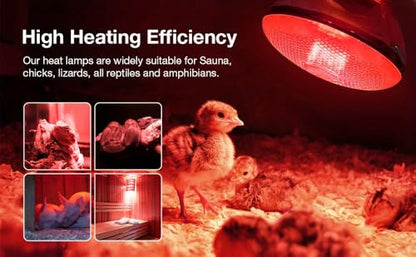 2 Pack 250W Heat Lamp Red Infrared Bulbs Glass Lamp Bulb for Food Service, Brooder Bulb, Chicks, Pet, Bathroom, Light Therapy Use E26 Base, Flood Light Heat Lamp. - color: Red-250w