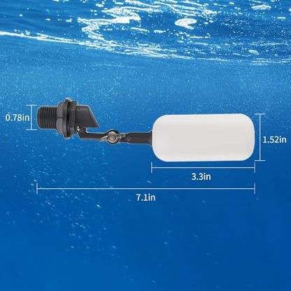 0.5 Inch Float Valves Automatic Water Filler for animal drinking 1/2" Adjustable Float Valve for Ponds & Livestock Troughs Durable Plastic and Easy Install for farm use (3-Pack White)