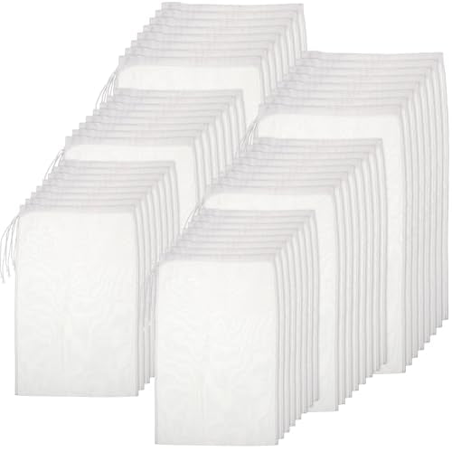 Boao Nut Milk Bags - Reusable Food Strainer Bags with Fine Mesh Nylon Drawstring, 3 Sizes (48 Pack)