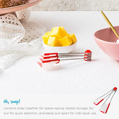 Dreamfarm Measuring Cup and Spoons Set | Upcup All-in-1 Scrape Up Measuring Cup and Levoons Self-Levelling Measuring Spoons for Baking and Cooking