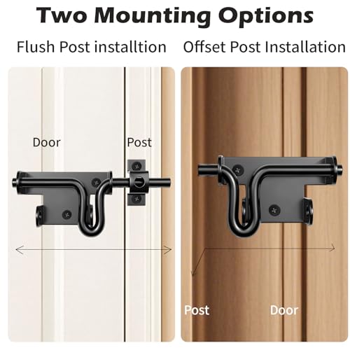 Heavy Duty Gate Latch with Padlock Hole for Outdoor Fence | Metal Thickened Slide Bolt Latch, Left or Right-handed Use, Fit Wooden Fence/Shed Door/Barn Doors