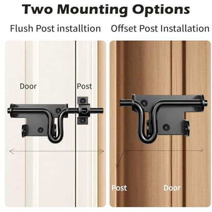 Heavy Duty Gate Latch with Padlock Hole for Outdoor Fence | Metal Thickened Slide Bolt Latch, Left or Right-handed Use, Fit Wooden Fence/Shed Door/Barn Doors