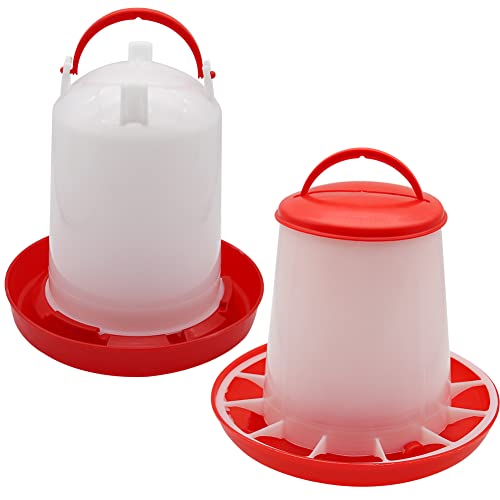 Chicken Feeder Waterer Kit Hanging 3.17 Quart Poultry Water Fountain & 6.6lb Feeder for Chick Duckling & Gosling