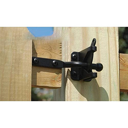 Self Locking Gate Latch Automatic Gravity Lever for Wood Fence Gate, Door Latches, Steel, Black - size: Normal