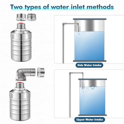 MorningRo 2 Pack Water Float Valve 1/2" to 3/4'' Auto Shut off Water Tank Float Valve 304 Stainless Steel Fully Automatic Level Control for Pool, Livestock Troughs (Classic Style) - style: Classic Style