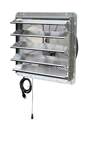 iLiving ILG8SF20V-T 20 inch Shutter Exhaust Attic Garage Grow, Ventilation Fan with 3 Speed Thermostat 6 Foot Long 3 Plugs Cord, 20" - Variable, 3368 CFM, 5000 SQF Coverage Area, Silver - size: 20"