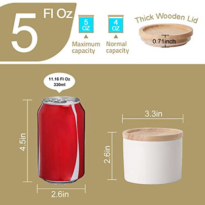 Sweejar Kitchen Canisters Ceramic Food Storage Jar, Stackable Containers with Airtight Seal Wooden Lid for Serving Ground Coffee, Tea, Sugar, Spice and More - 5 Fl Oz(Navy) - color: Navy, style: 5 Fl Oz (3.3"x2.6")