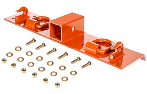 Bonbo Tractor Grab Hooks Compatible with Kubota Tractors - Bolted on Compact Tractor Bucket Grab Hooks with D Rings and 2" Receiver, Orange