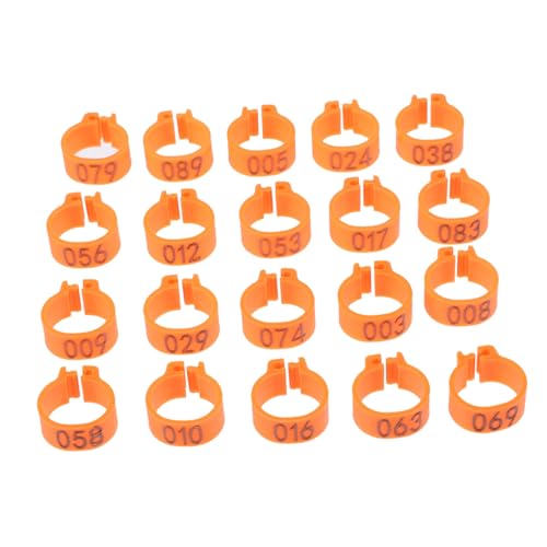 Mipcase 100 Pcs Pigeon Leg Rings 10mm Plastic Identification Bands for Pigeons Sturdy for Easy Identification Suitable for Breeding and Racing - color: Orange