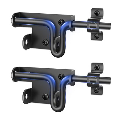 TRIPLE DEER Heavy Duty Slide Bolt Gate Latch, Sliding Bolt Door Lock with Padlock Hole, Slide Bolt Hardware for Wooden Fence/Yard Fence/Shed Door/Barn Door, Black, 2 Pack