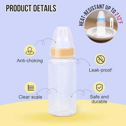 ASEVAT 5 oz 3PackPet Feeding Bottle, Anti-Choking Puppy Feeder Design,with 3pcs Replaceable and Reusable Silicone Nipples for Feeding Puppies, Kittens, Small Animals - color: Yellow