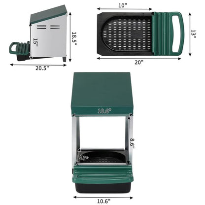 Chicken Nesting Box, Single Compartment Wall Mount Brooder Box with Pull-Out Cleanable Tray, Perch & Easy Egg Collection, 1-Hole Hen Roosting Nest, Green