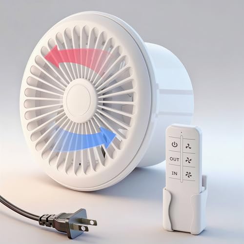 HG Power 6 Inch Reversible Bathroom Exhaust Fan with Remote Control, 3-Speed, 2-in-1 Intake & Exhaust, Low Noise Window Fan with Mesh Screen for Wall Ceiling Garage Basement Office Home, White - color: 6" - Two Way