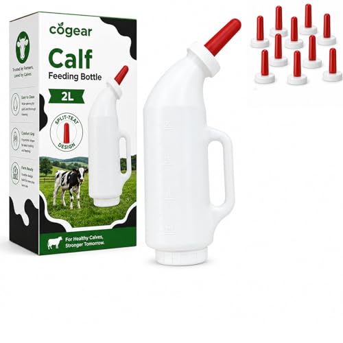Screw Nipple Calf Feeding Device, Calf Feeding Bottle with Rubber Nipple & Cap, Handle Milk Pot Calfs Feeding Supplies (2L-Upgrade) - color: 2L-upgrade
