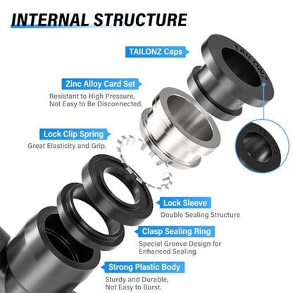 TAILONZ PNEUMATIC 4 Way 5/32 Inch OD Straight Push Fittings Plastic Quick Release Connectors Air Line Fittings PZA-5/32 (Pack of 5) - color: Black-4 Way, size: 5/32''OD 5PCS