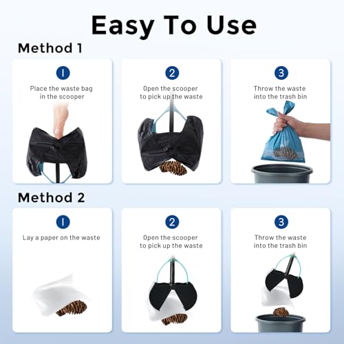 ZOMISIA 32" Pooper Scooper with Waste Bags - Poop Scooper for Large Dogs with Long Handle High Strength Material and Durable Spring for Yard, 30 Count Poop Bags - size: 32 Inch