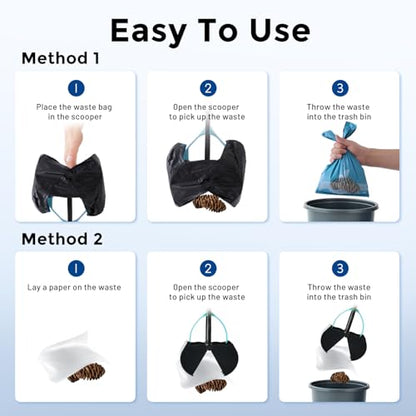 ZOMISIA 32" Pooper Scooper with Waste Bags - Poop Scooper for Large Dogs with Long Handle High Strength Material and Durable Spring for Yard, 30 Count Poop Bags - size: 32 Inch