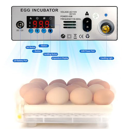Egg Incubator for Hatching Eggs 16 Egg Chicken Egg Incubator with Automatic Egg Turning Precise SJZ SUN RUN Temperature Display for Chicken Coop Duck Goose & Quail Eggs