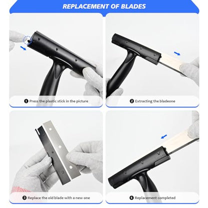 EHDIS Adjustable Razor Blade Scraper, 15''-58'' Long Handle 6" Blade Scraper Tool with 20 Double-Edge Blades for Cleaning Paint, Caulk, Adhesive,Painting Stripping Tools, Tile, Floors, Walls