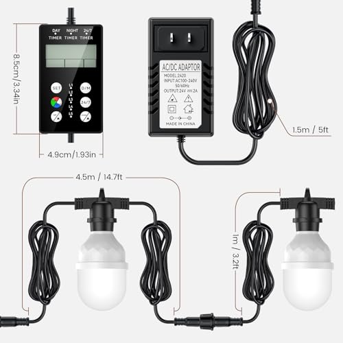 Automatic LED Daylight Extender, Chicken Coop Light with Timer and Easy to Program, Provides Additional Light for Hens and Enhances Egg Production