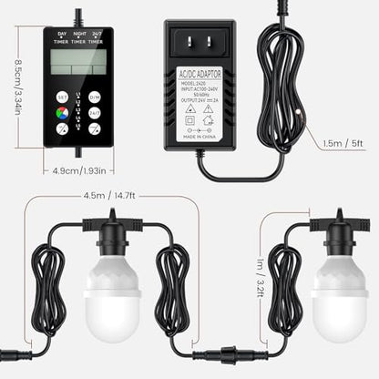 Automatic LED Daylight Extender, Chicken Coop Light with Timer and Easy to Program, Provides Additional Light for Hens and Enhances Egg Production