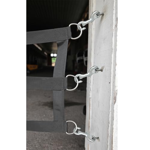 Country Pride Barn Door Guards, Heavyweight 2-Inch Polypropylene Webbing, Adjustable Length, Stainless Steel D-Ring Ends, Open-End Snaps, Stall Safety and Ventilation (8',Black) - color: Black, size: 8'
