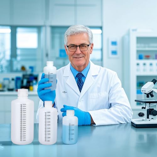 32oz/1000ml Narrow Mouth Plastic Bottles with Caps, HDPE Laboratory Grade Graduated Liquid Containers for Reagent Sample Medicine Water Storage (Translucent, 2 Pcs) - size: 32 oz
