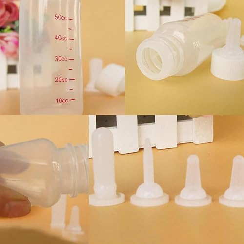 Pet Feeding Bottle and Syringe Set, Pet Nursing Bottle, Silicone Nipples, Feeder Kit for Small Animal, Newborn Puppies and Kittens, Rabbit, Squirrels (White) - color: White