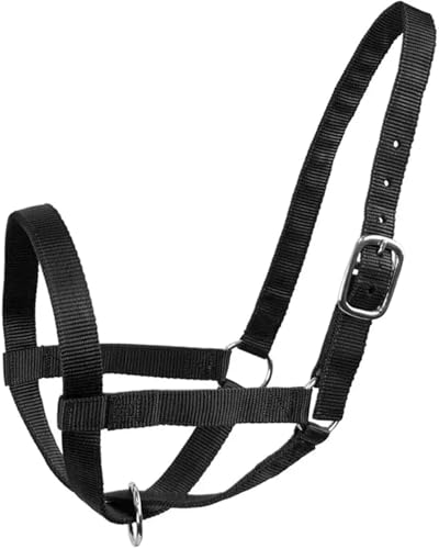 Cattle Halter Adjustable Nylon Head Halter for Cattle&Horses–Breathable Rope Lead Leash,Tether Tie for Farm Animals for Gentle Control Calves During Grooming - color: Black, size: L(950-1500lbs)
