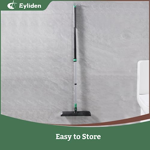 Eyliden Floor Scrub Brush, 15-inch Wide, 55" Long Handle Deck Brush | 2-in-1 Stiff Bristles and Rubber Squeegee, 45° Angle Head, Telescoping Handle, for Bathroom Shower Kitchen Patio Garage