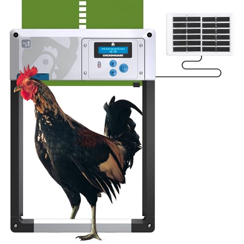 ChickenGuard Automatic Chicken Coop Door Opener, Solar/Battery Powered Poultry Door, Timer/Light Sensor Control, Predator Protection, Anti-Pinch Safety, Winter Mode, Easy Install (Green + Solar Kit) - color: Solar Green