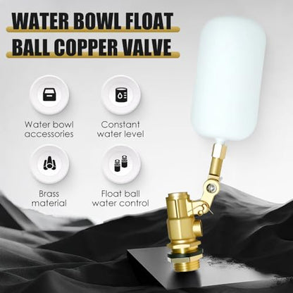 Adjustable Arm Water Level Control Shut Off Valve for Water Tanks,Fully Automatic Brass Construction Drinking Bowl for Cattle and Sheep Float Valve, Suitable for Pigs, Dogs, Horses, Donkeys, Mule (1)