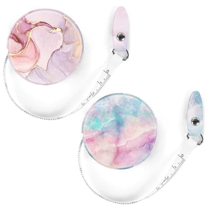 Two-Piece Sewing Tape Measure，Colour Printed Small Retractable Soft Measuring Tape for Tailor Cloth Fabric Body Measurements. - color: Marble One