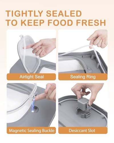 10-13 Lbs Dog Food Stroage Container, Collapsible Dog Food Containers with Airtight Lid, Pet Food Scoop, Pet Food Storage Container Dry Food for Dog, Cat and Other Pets - color: Grey/10-13 Lbs