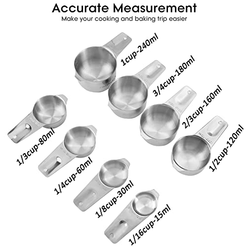 DOTINGHUX 8 Pcs Stainless Steel Measuring Cups Set, Kitchen Measuring Cup for Cooking and Baking - color: 8 Cups