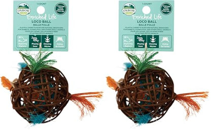 Oxbow Enriched Life Loco Ball, Rabbit Toys, Guinea Pig Toys, Enrichment for Bunny, Hamster, Rabbit, Chinchilla, Rat, Chinchilla Cage Accessories, Guinea Pig Accessories for Cage (Pack of 2) - size: 1 Count (Pack of 2)