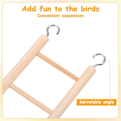 3 Pcs Natural Wooden Bird Cage Ladder Set 6 Step/7 Step/8 Step Bird Ladder Birds Cage Accessories Climbing Toys Wood Perch for Parrots Parakeets Cockatoo Lovebirds